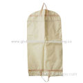 Nonwoven suit cover with 1C logo printing, 2 pockets, zipper closure and top handle